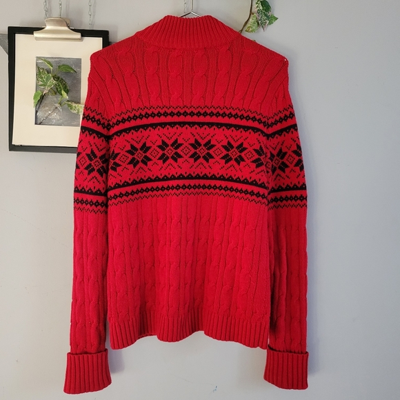 Lauren Ralph Lauren Bead Snowflake Cable Knit Full Zip Cardigan Sweater PM - Picture 2 of 11